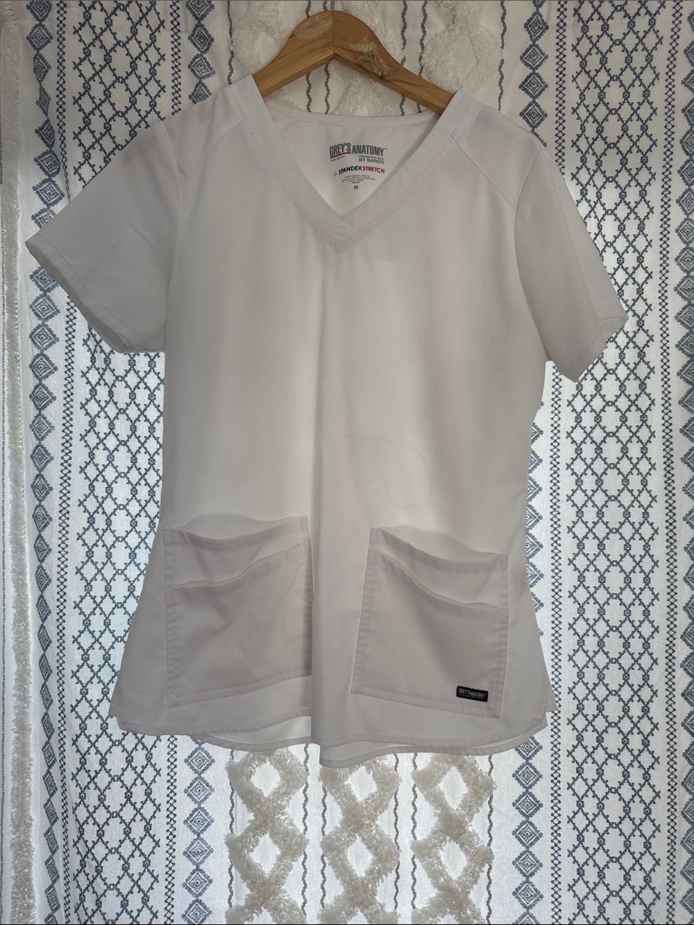 Grey's Anatomy White V-Neck Scrub Top